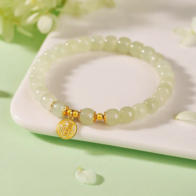 Baozhi Hetian Jade Bracelets Pale Greenish White Jade Unisex-1