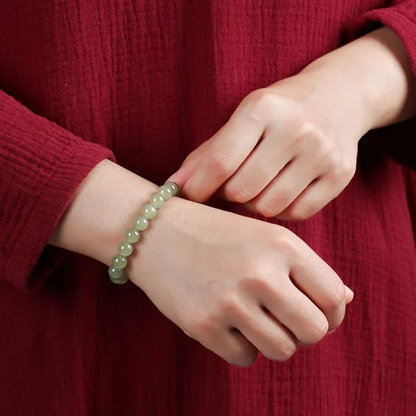 Baozhi Hetian Jade Bracelets Pale Greenish White Jade Women's-6