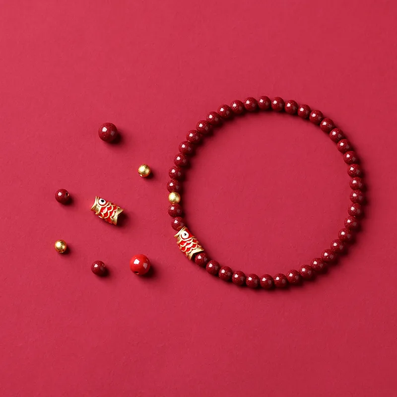 Baozhi Reconstructed Cinnabar Jade Bracelets Unisex-10
