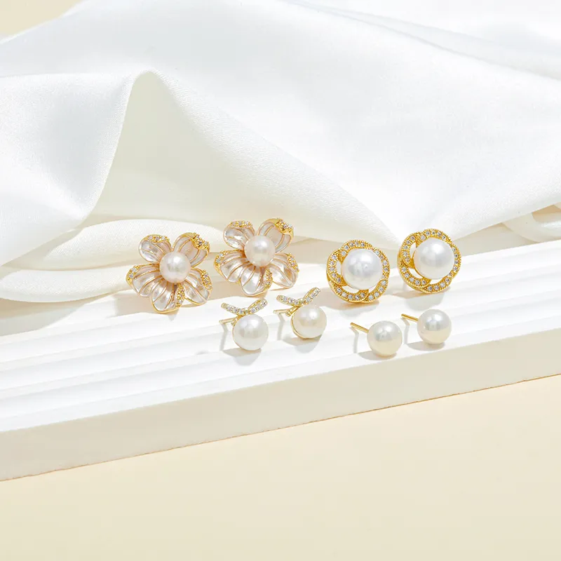 Taste The Color Pearl Stud Earrings Women's-18
