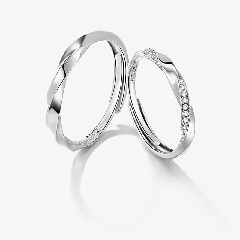 Taste The Color 925 Sterling Silver Couple Rings Unisex-3