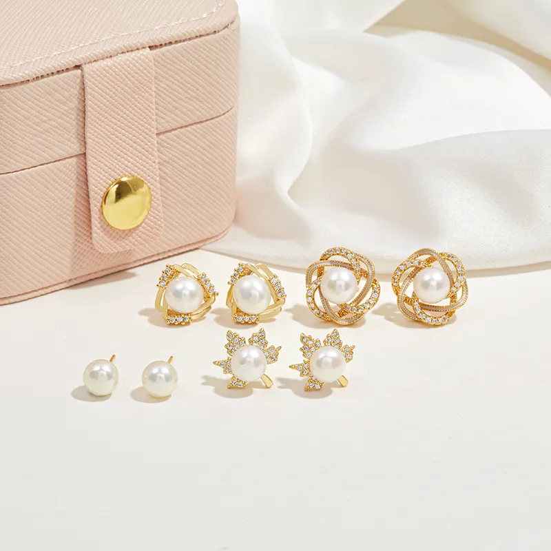 Taste The Color Pearl Stud Earrings Women's-4