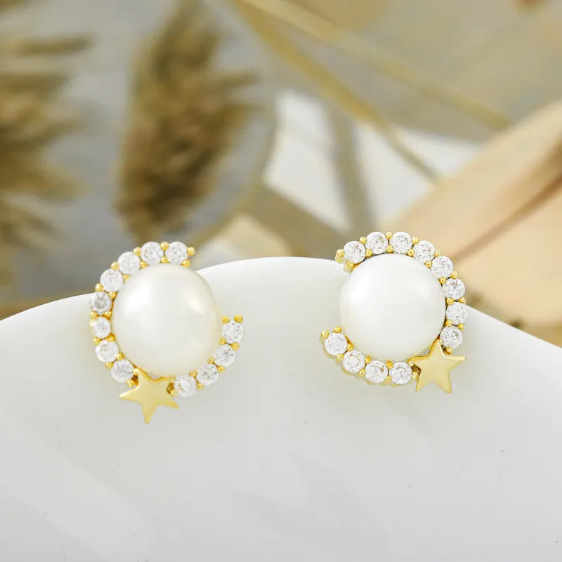 Taste The Color Pearl Stud Earrings Women's-2
