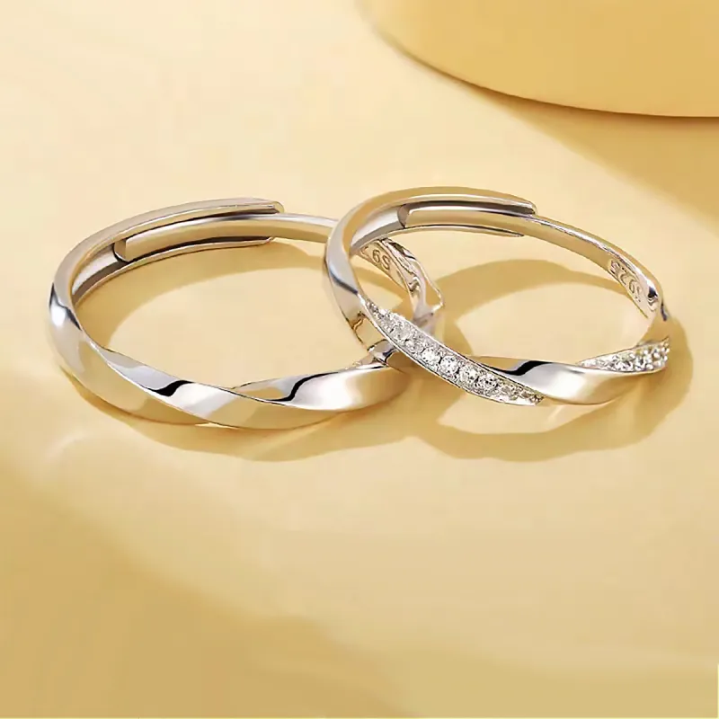 Taste The Color 925 Sterling Silver Couple Rings Unisex-4