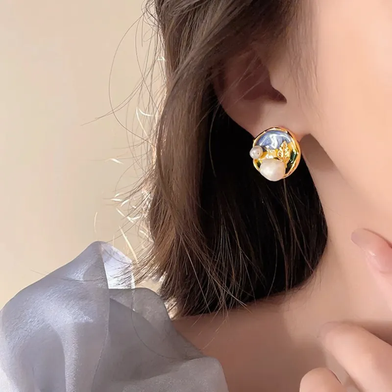 Taste The Color Pearl Stud Earrings Women's-5