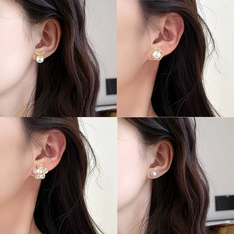Taste The Color Pearl Stud Earrings Women's-15