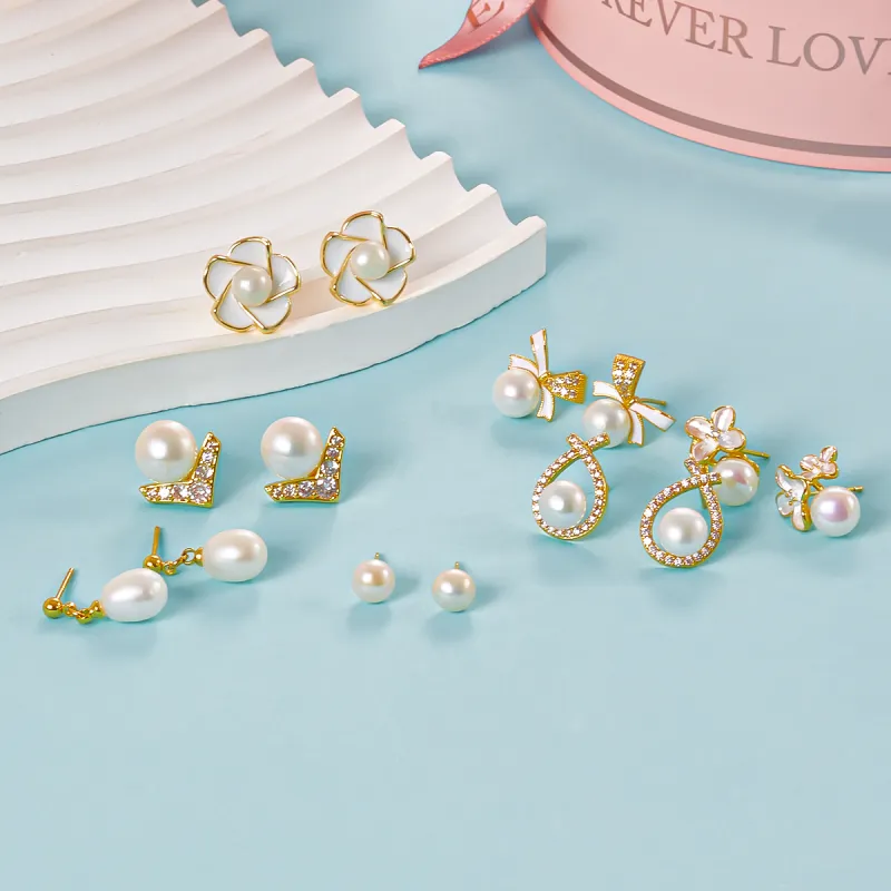 Taste The Color Pearl Stud Earrings Women's-2