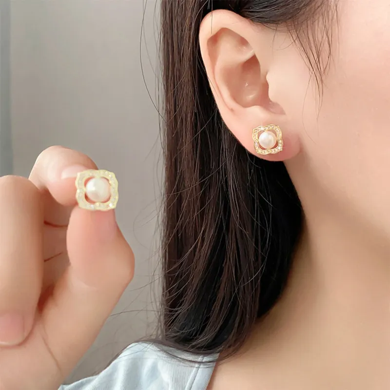 Taste The Color Pearl Stud Earrings Women's-6