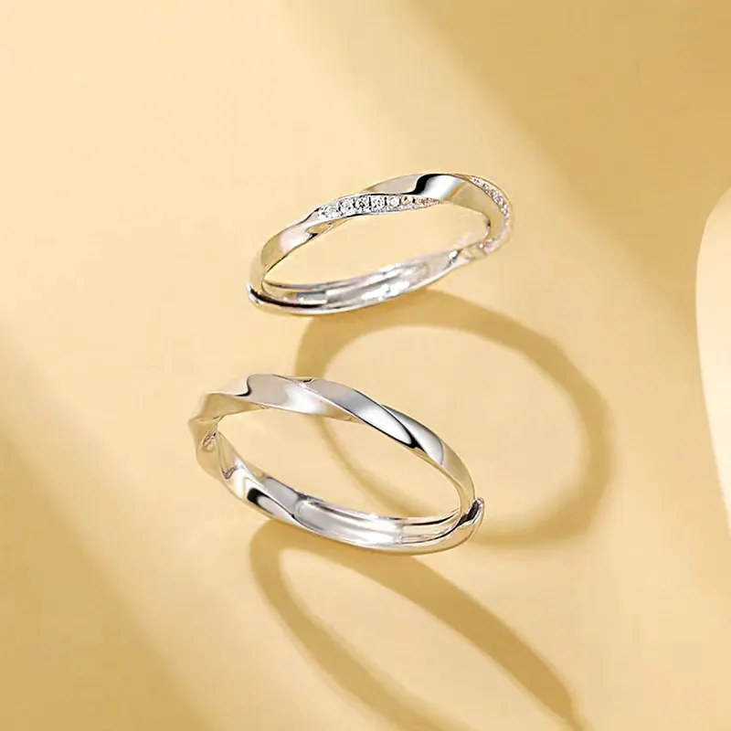 Taste The Color 925 Sterling Silver Couple Rings Unisex-5