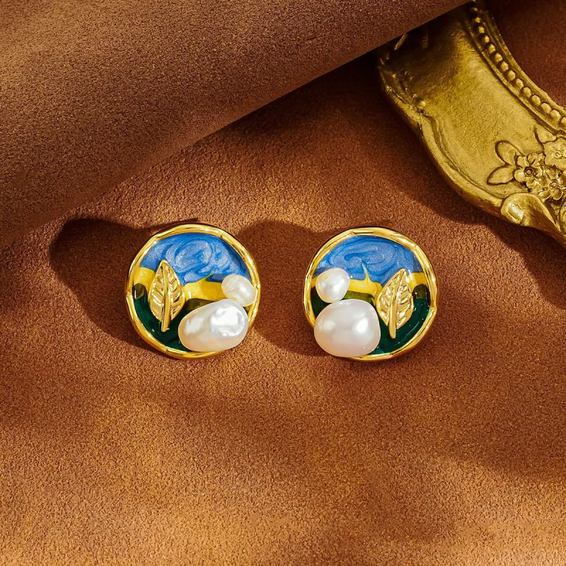 Taste The Color Pearl Stud Earrings Women's-2