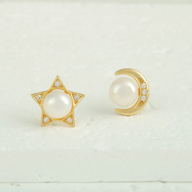 Taste The Color Freshwater Pearl Stud Earrings Women's-2