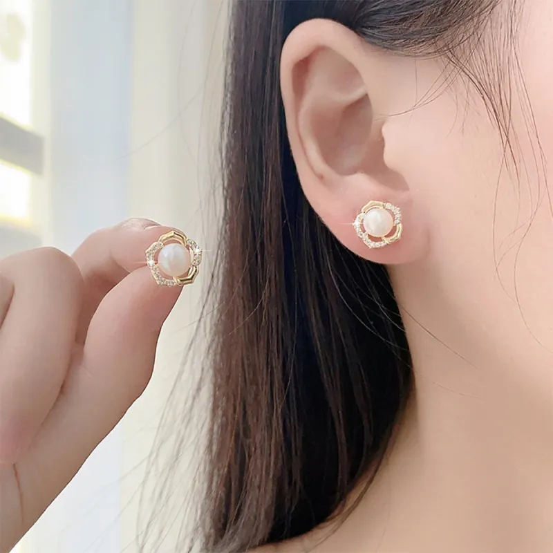 Taste The Color Pearl Stud Earrings Women's-11