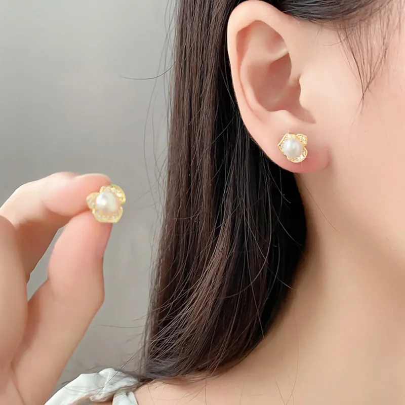 Taste The Color Pearl Stud Earrings Women's-1