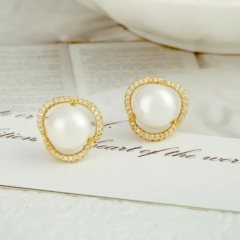 Taste The Color Freshwater Pearl Stud Earrings Women's-2