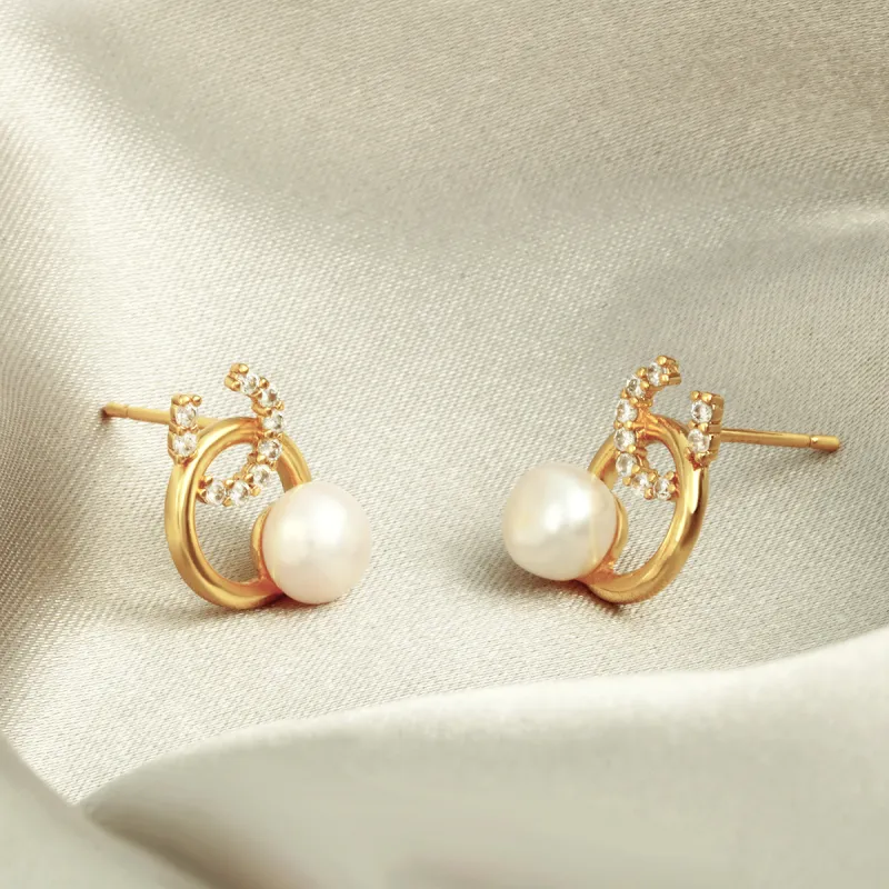 Taste The Color Pearl Stud Earrings Women's-5