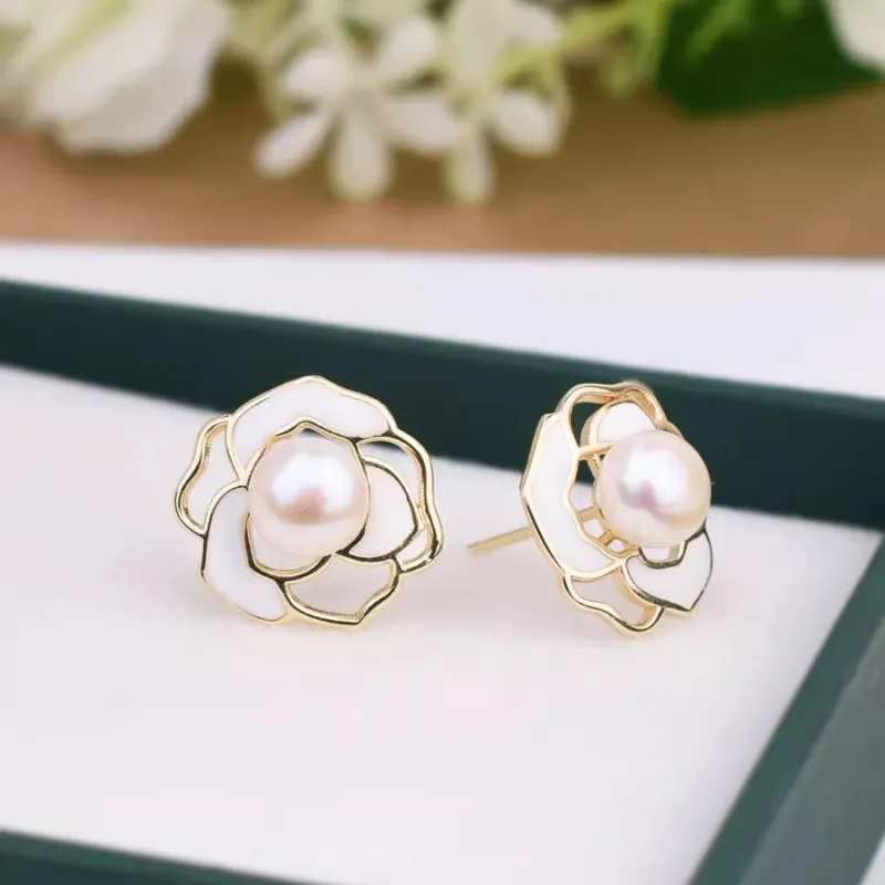 Taste The Color Pearl Stud Earrings Women's-3