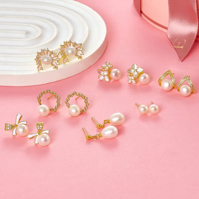Taste The Color Pearl Stud Earrings Women's-2