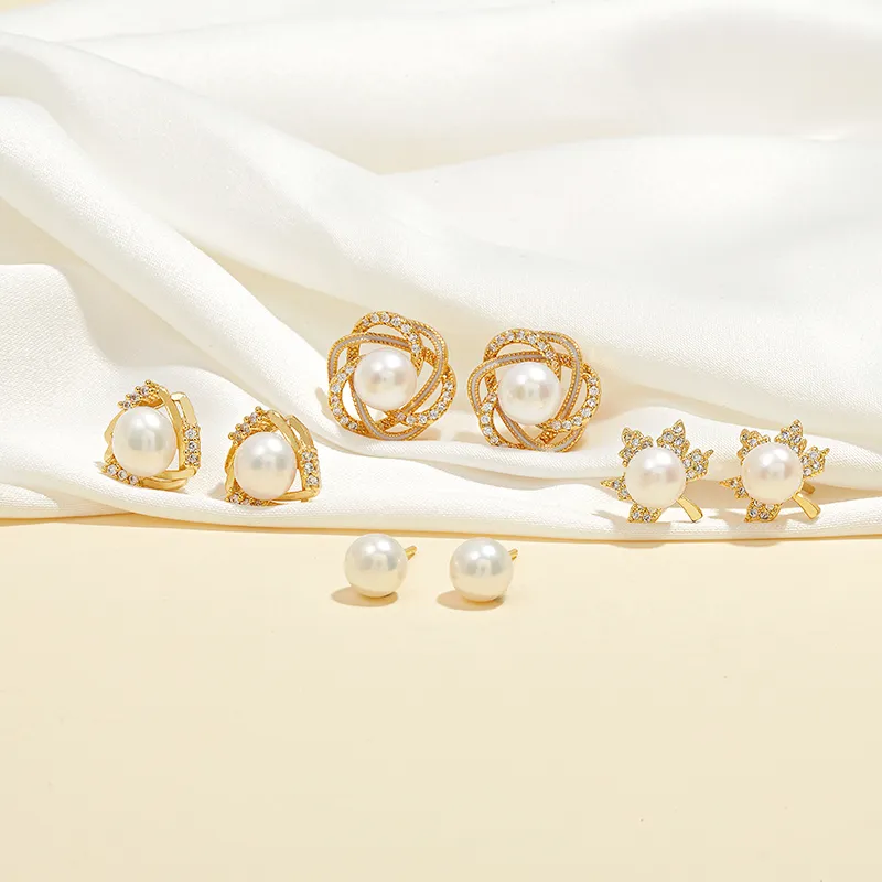 Taste The Color Pearl Stud Earrings Women's-3