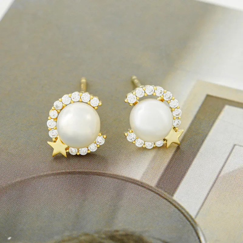 Taste The Color Pearl Stud Earrings Women's-3