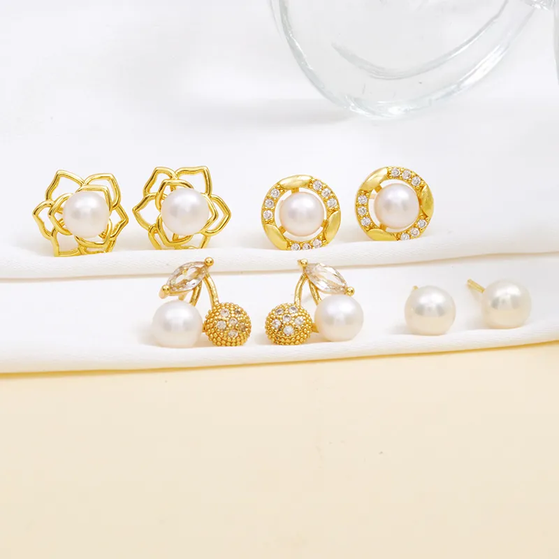 Taste The Color Pearl Stud Earrings Women's-10