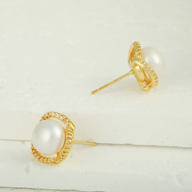 Taste The Color Freshwater Pearl Stud Earrings Women's-3