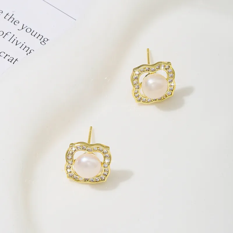 Taste The Color Pearl Stud Earrings Women's-9