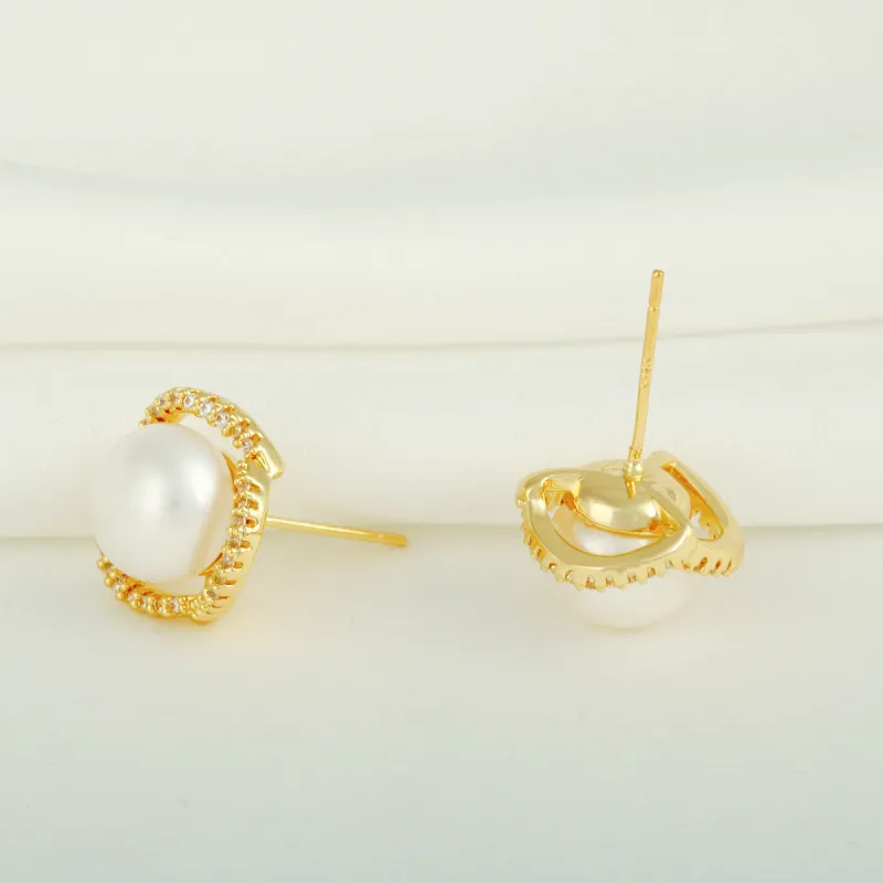 Taste The Color Freshwater Pearl Stud Earrings Women's-5