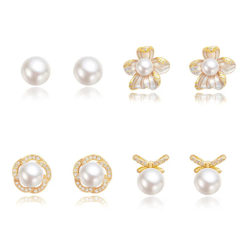 Taste The Color Pearl Stud Earrings Women's-14