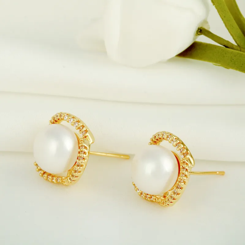 Taste The Color Freshwater Pearl Stud Earrings Women's-4