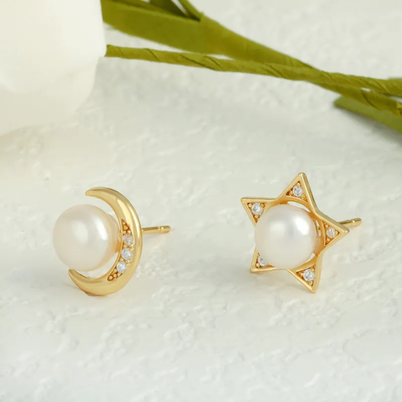 Taste The Color Freshwater Pearl Stud Earrings Women's-5