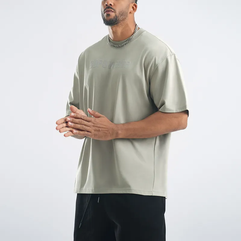 BD.POWER UP+ T Shirts Unisex Gray Khaki-2