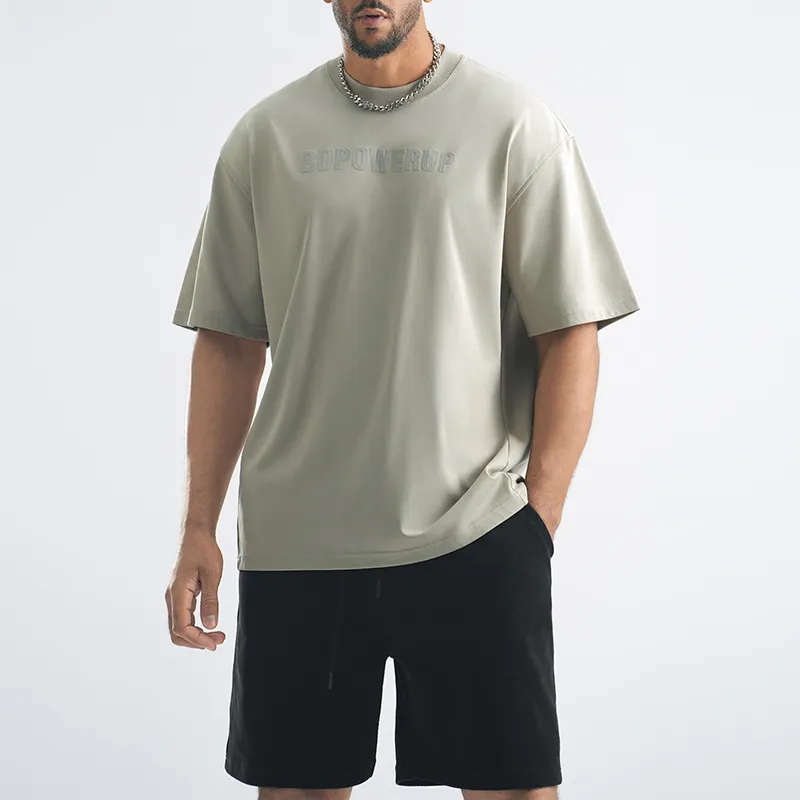 BD.POWER UP+ T Shirts Unisex Gray Khaki-5