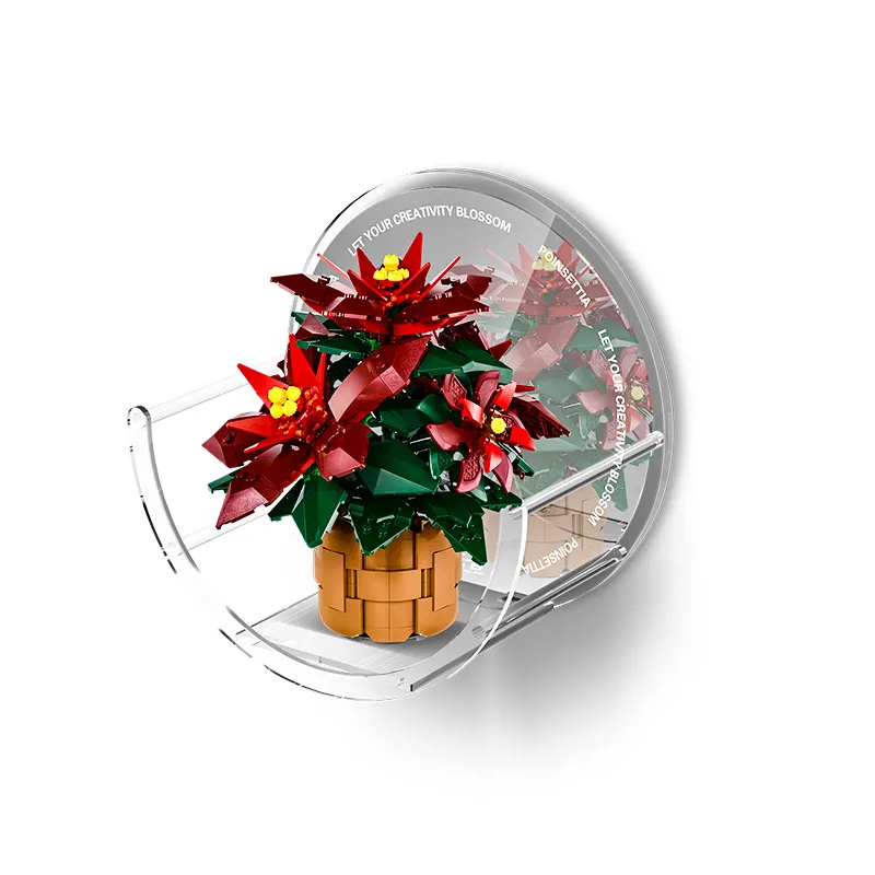 LIGHT YOUR BRICKS Compatibility Building Block 10370 Magenta Flower Bouquet Potted Plant Storage Rack Model Accessories-1