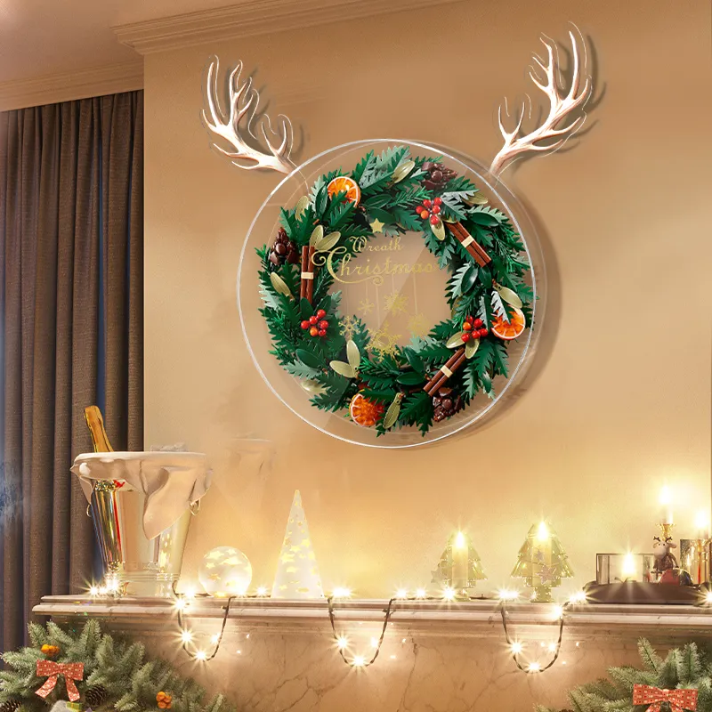 LIGHT YOUR BRICKS LeiYiBai Compatibility Building Block 10340 Christmas Wreath Wall Photo Frame Model Accessories-8