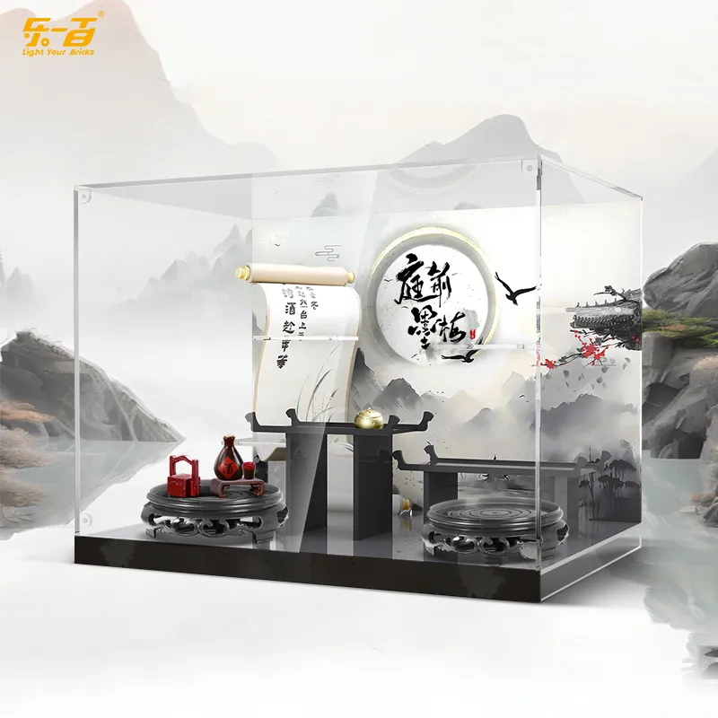 LIGHT YOUR BRICKS Compatibility Pop Mart Skullpanda 'Mingmei' Collection Display Case Model Accessories-3