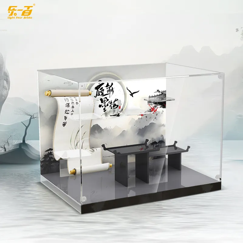LIGHT YOUR BRICKS Compatibility Pop Mart Skullpanda 'Mingmei' Collection Display Case Model Accessories-2