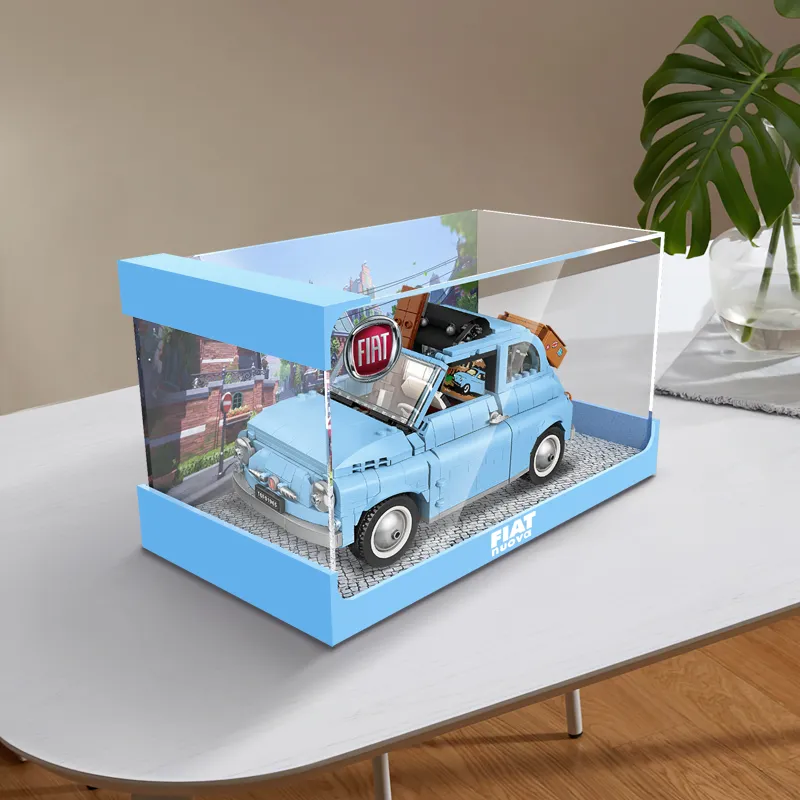 LIGHT YOUR BRICKS 100% Compatible With Building Block 77942 Blue Fiat Display Case Model Accessories-1
