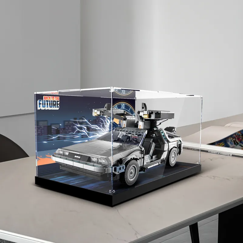 LIGHT YOUR BRICKS Compatibility Building Block 10300 Return To Future Time Machine Made Display Case Model Accessories-12