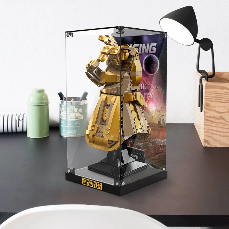 LIGHT YOUR BRICKS Thanos Building Block 76191 Infinite Glove Display Case Model Accessories-1