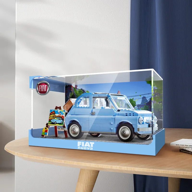 LIGHT YOUR BRICKS 100% Compatible With Building Block 77942 Blue Fiat Display Case Model Accessories-2