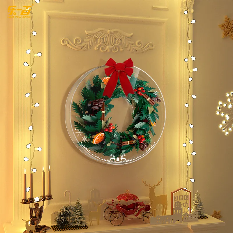 LIGHT YOUR BRICKS LeiYiBai Compatibility Building Block 10340 Christmas Wreath Wall Photo Frame Model Accessories-5