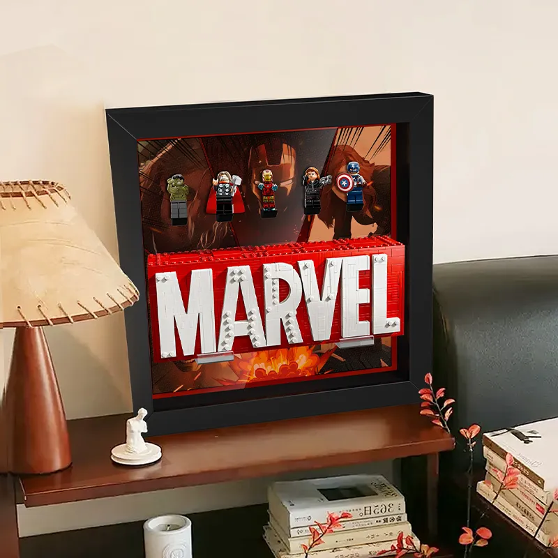 LIGHT YOUR BRICKS Compatibility LEGO 76313 Marvel Logo And Minifigure Wall Frame Model Accessories-6