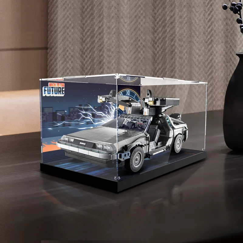 LIGHT YOUR BRICKS Compatibility Building Block 10300 Return To Future Time Machine Made Display Case Model Accessories-14