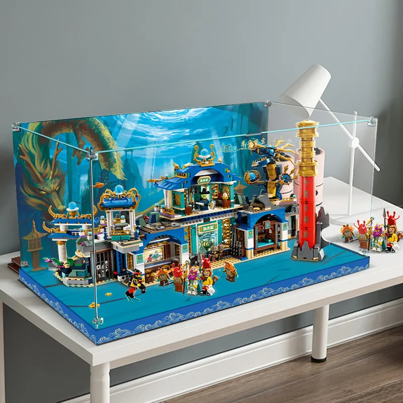 LIGHT YOUR BRICKS Goku Monkie Kid Legend East Sea Palace Akari Display Case Model Accessories-2