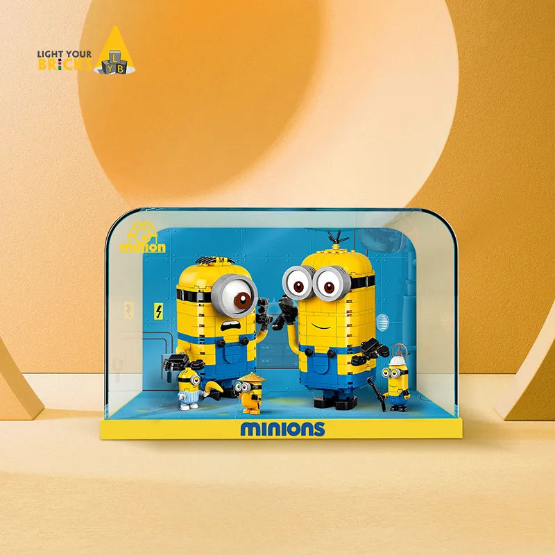 LIGHT YOUR BRICKS Minions Acrylic Display Case Toy Dust Cover Storage Box Model Accessories-3