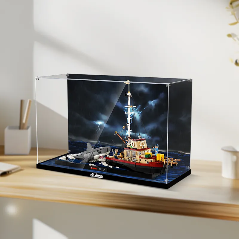 LIGHT YOUR BRICKS Compatibility Building Block IDEAS 21350 Great White Shark Orca Boat Storage Box Model Accessories-6