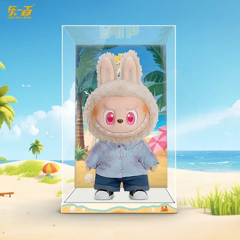 LIGHT YOUR BRICKS Compatibility Pop Mart Labubu FLIP With ME Vinyl Plush Doll Display Case Model Accessories-3
