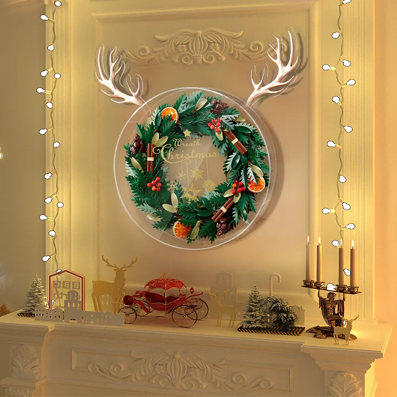 LIGHT YOUR BRICKS LeiYiBai Compatibility Building Block 10340 Christmas Wreath Wall Photo Frame Model Accessories-10