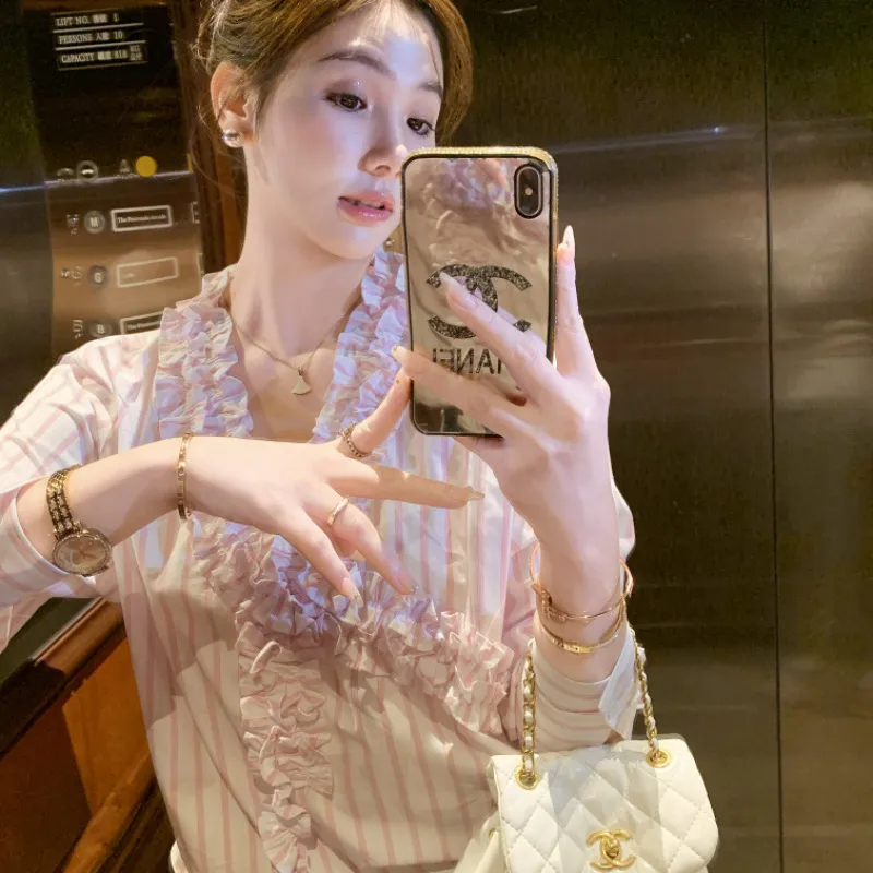 Fish Rabbits Long Sleeved Shirt Women's Pink-1