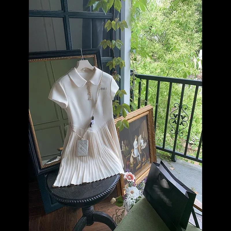 Fish Rabbits Short Sleeved Dress Women's Apricot-3